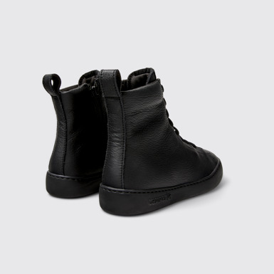 Back view of Peu Touring Black Leather Mid Boots for Women.