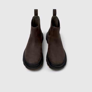 Overhead view of Brutus+ Brown Nubuck Ankle Boots for Women.