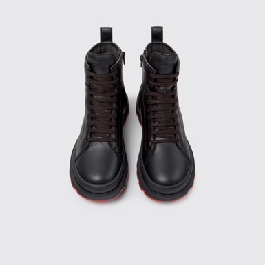 Overhead view of Brutus+ Black Leather Mid Boots for Women.