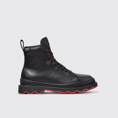 Side view of Brutus+ Black Leather Mid Boots for Women.