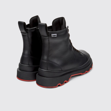 Back view of Brutus+ Black Leather Mid Boots for Women.