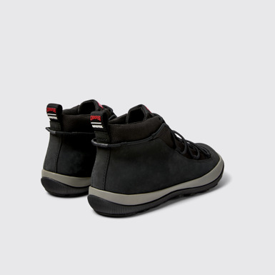 Back view of Peu Pista GM Black Textile and Nubuck Ankle Boots for Women.