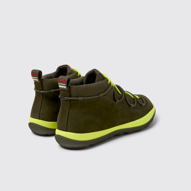 Back view of Peu Pista GM Green Textile and Nubuck Ankle Boots for Women.