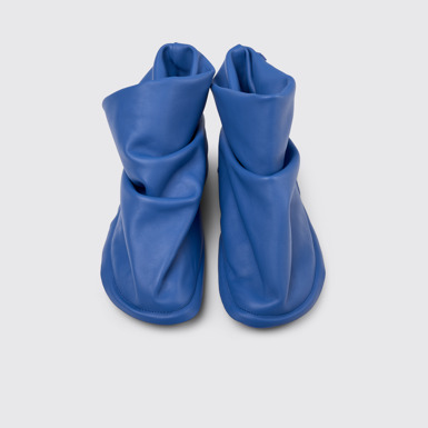 Overhead view of Camper x ISSEY MIYAKE - Peu Form Blue Leather Ankle Boots for Women.