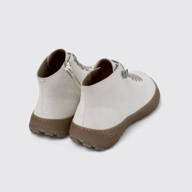 Back view of Peu Serra White Leather Ankle Boots for Women.