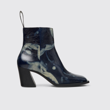 Karole Botines de piel negra y gris para mujer.