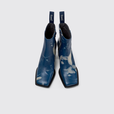 Karole Botines de piel azul para mujer.