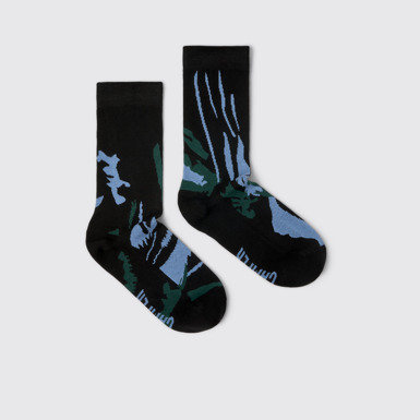 Side view of Socks Black mid-length socks