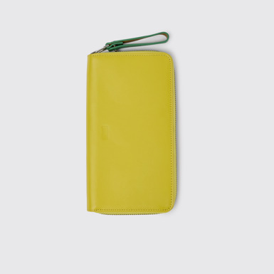 Mosa Grand portefeuille en cuir jaune et vert