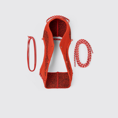 Overhead view of ROKU Shoe Uppers Red uppers (x2) for your right and left shoes.