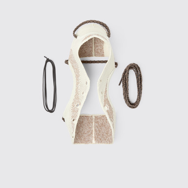 Overhead view of ROKU Shoe Uppers White, nude uppers (x2) for your right and left shoes.