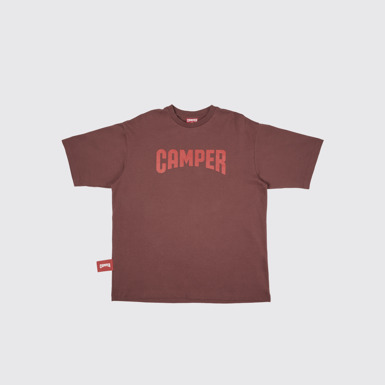 Side view of T-Shirt Burgundy T-shirt with Camper logo