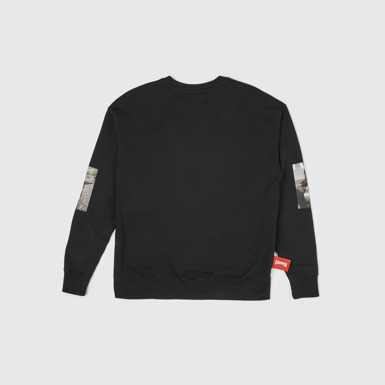 Back view of Sweatshirt Black sweatshirt with donkey print