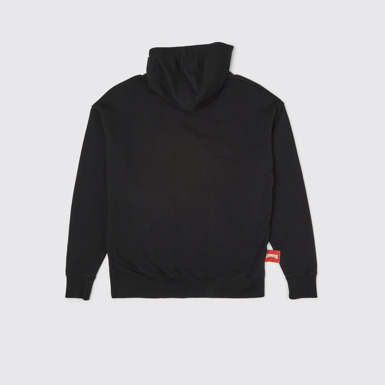 Back view of Hoodie Black hoodie with horse print