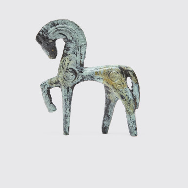 Side view of Greek horse Metal horse statuette