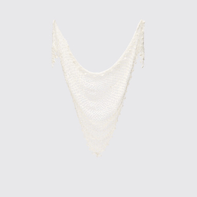 Side view of Sariki Traditional white headscarf