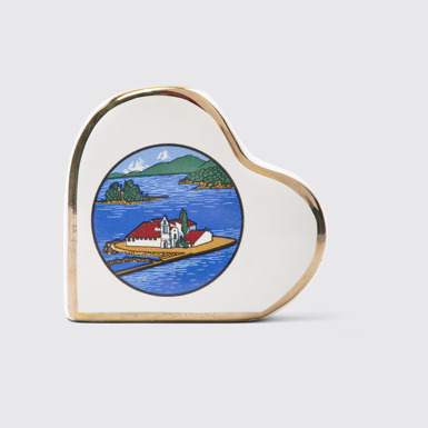 Side view of Korfu vase Multicolored ceramic souvenir vase from Korfu