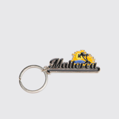 Side view of Classic Mallorca Keychain Metal keychain featuring island imagery