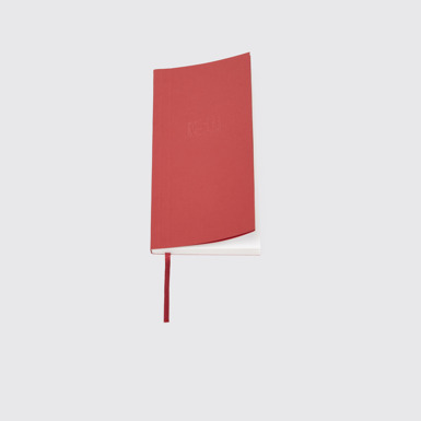 Overhead view of Camper Notebook by Martí Guixé Red notebook