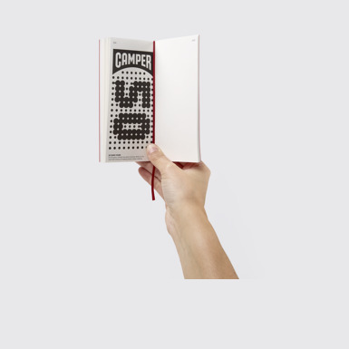 Back view of Camper Notebook by Martí Guixé Red notebook