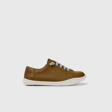 Side view of Peu Brown leather shoes for kids