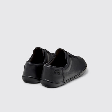 Back view of Peu Black Leather Shoes for Kids.