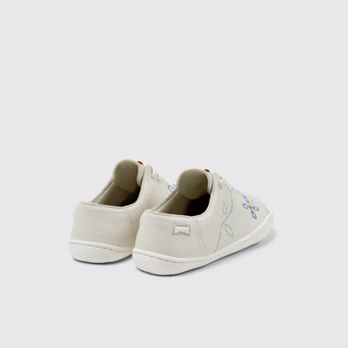 Back view of Twins White Leather Kids' Shoes for Children.