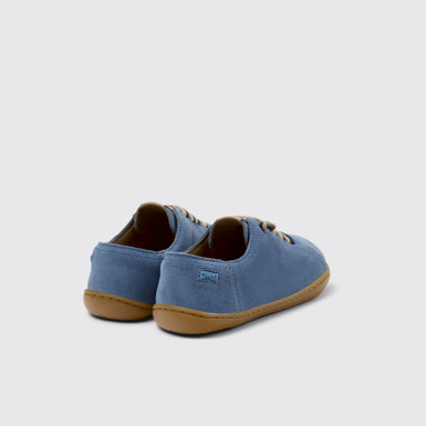 Back view of Peu Blue Nubuck Kids' Shoe.