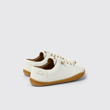 Back view of Peu White Leather Shoes for kids.