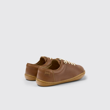 Back view of Peu Brown Leather Shoes for kids.