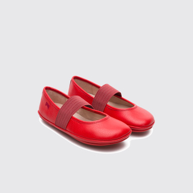 Front view of Right Red Ballerinas for Kids