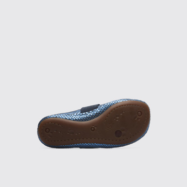 The sole of Right Metallic blue ballerina shoe for girls