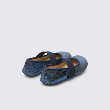 Back view of Right Metallic blue ballerina shoe for girls