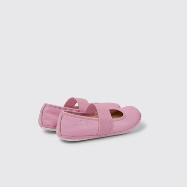 Back view of Right Pink leather ballerinas for girls