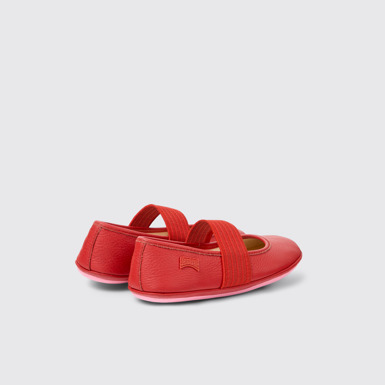 Back view of Right Red leather ballerinas for kids