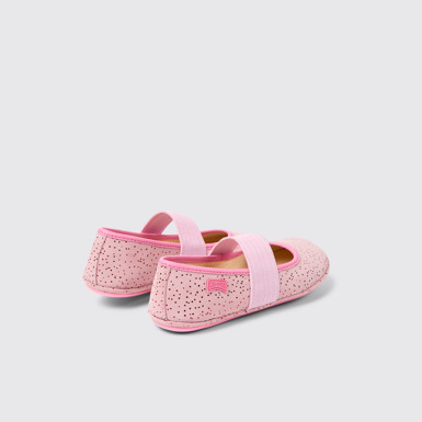 Back view of Right Pink nubuck ballerinas for kids