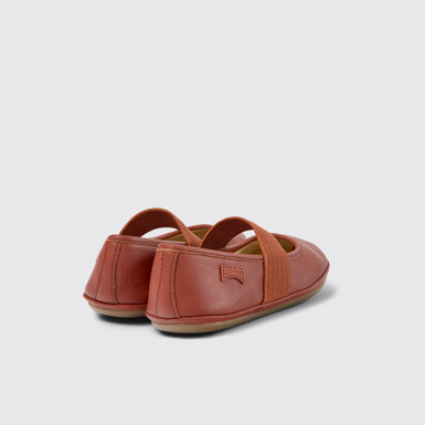 Back view of Right Red leather ballerinas for kids