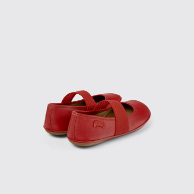 Back view of Right Red Leather Ballerina for Kids.