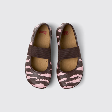 Overhead view of Twins Multicolor Leather Ballerinas for Children.