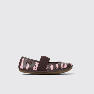 Side view of Twins Multicolor Leather Ballerinas for Children.