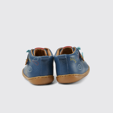 Back view of Twins Blue leather ankle boots