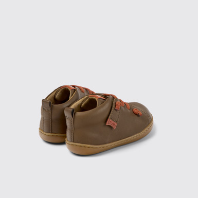Back view of Peu Brown leather shoes for kids