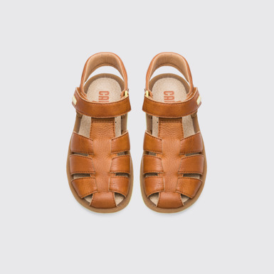 Overhead view of Bicho Brown Sandals for Kids