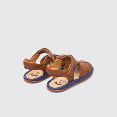 Back view of Bicho Closed brown T-strap sandal for kids