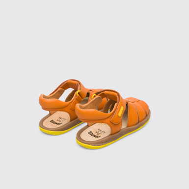 Back view of Bicho Closed dark orange T-strap sandal for kids