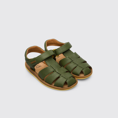 Front view of Bicho Green open sandal for kids