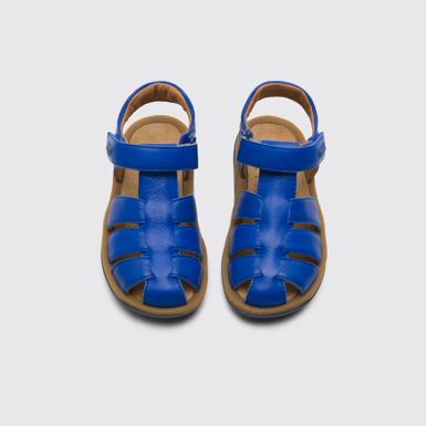 Overhead view of Bicho Blue open sandal for kids