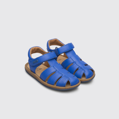 Front view of Bicho Blue open sandal for kids
