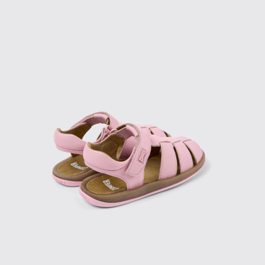 Back view of Bicho Pink Leather Sandal