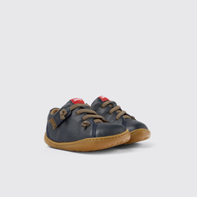 Front view of Peu Blue Leather Kids' Shoes.